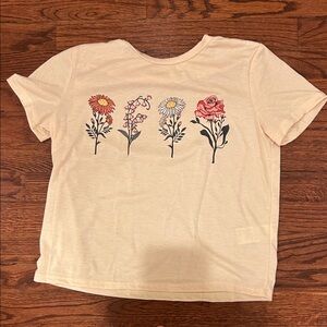 SHEIN Kids Floral Graphic Tee - Cream